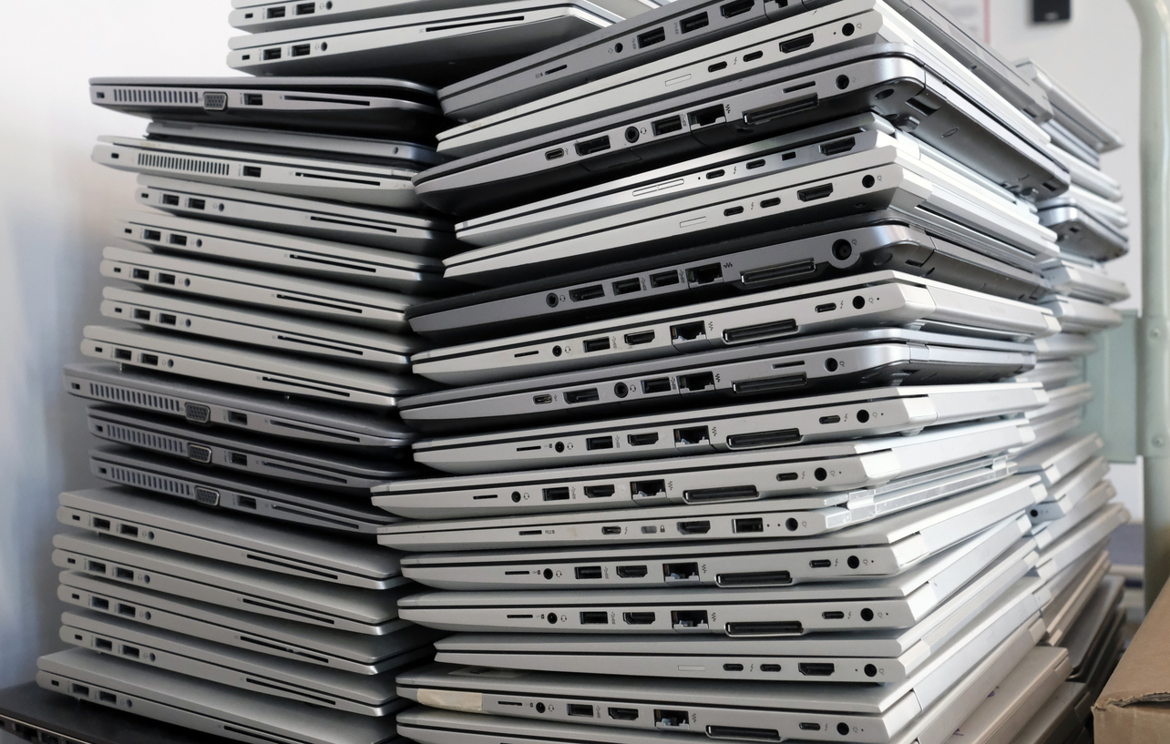Stack of laptops to be discarded ITAD