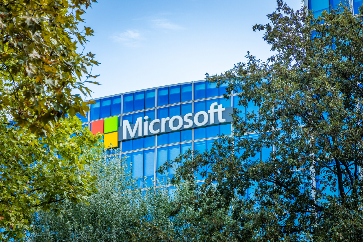 Microsoft name on the french office building in Issy les Moulineaux near Paris, France Microsoft Windows Server 2016